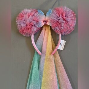 Disney Parks Fairies Minnie Mouse Butterfly Pastel Veil Ears Headband Fairy